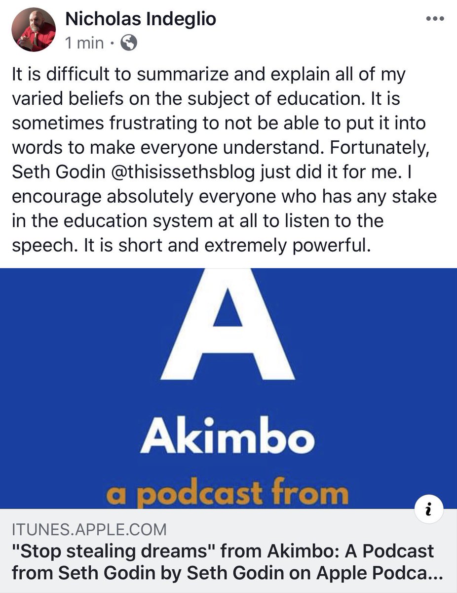 Drop #everything: #listen now. @ThisIsSethsBlog gets to the #core and asks #WhatIsSchoolFor @RckStrPrincipal needs to bring Seth + @dintersmith + @jordanbpeterson + @ToddWhitaker on the show together for an #Education #Summit #roundtable itunes.apple.com/us/podcast/aki… #edchat #school