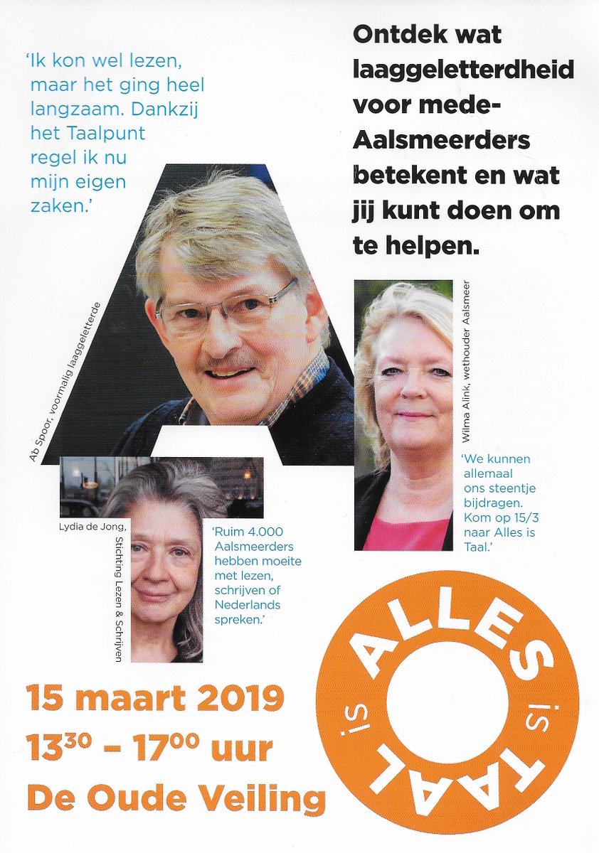 vrijdag 15 maart van half 2 tot 5 uur: Alles is Taal in De Oude Veiling! Ga naar deoudeveiling.nl en het wordt duidelijk waarom deze middag van belang is! #laaggeletterdheid #4000 mensen hebben een probleem