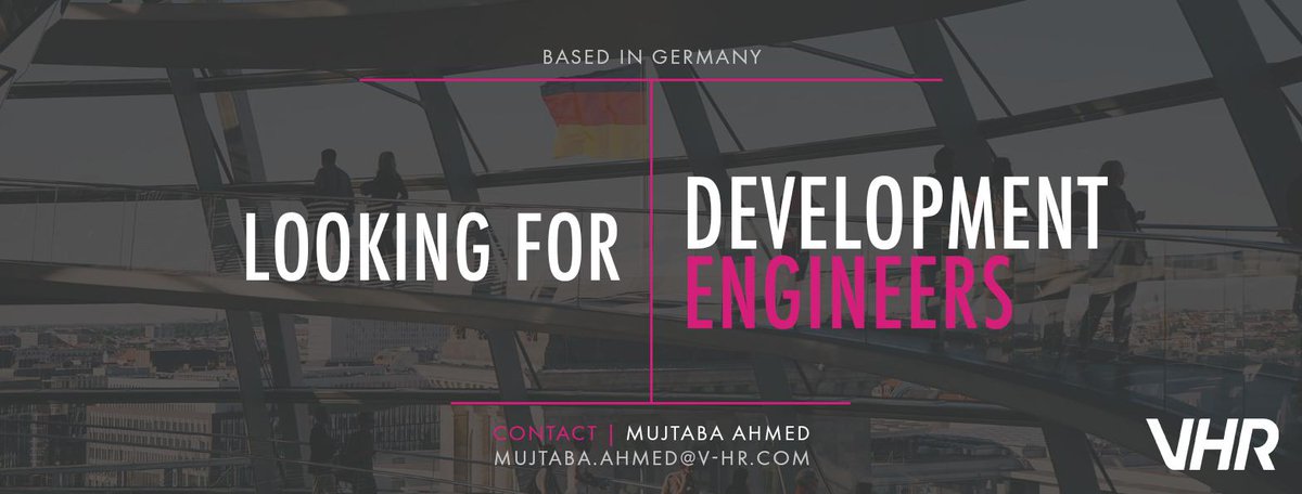 VHRofficial's tweet image. NEW JOB ALERT: #DevelopmentEngineers. Email our #Recruitment #Specialist at Mujtaba.Ahmed@v-hr.com for more information #Jobs #Career #Work #JobSearch #Germany*Must hold the right to live and work in Europe*