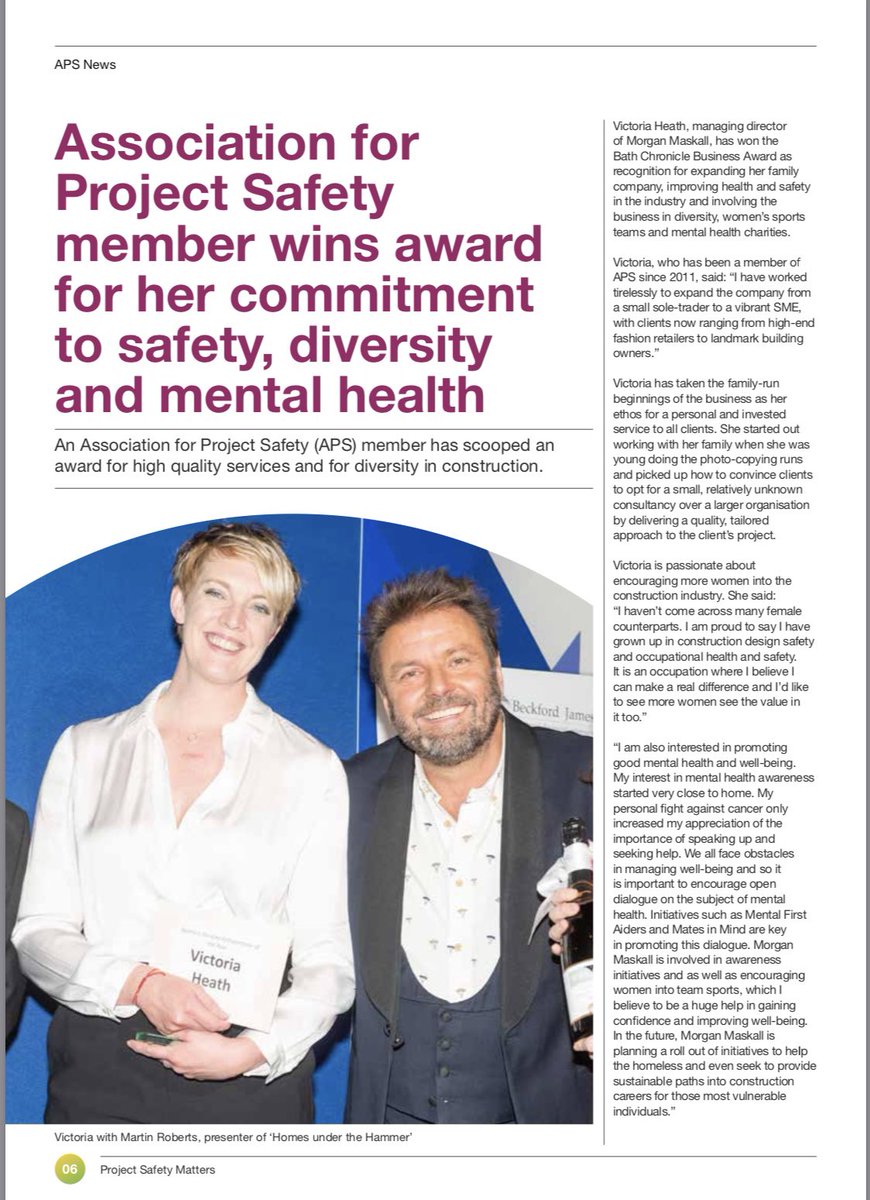 MorganMaskall's tweet image. Look! 👀 our MD is featured in The APS magazine ‘Project Safety Matters’!! Happy International Women’s Day!... #associationforprojectsafety #IWD2019 #WomenInConstruction