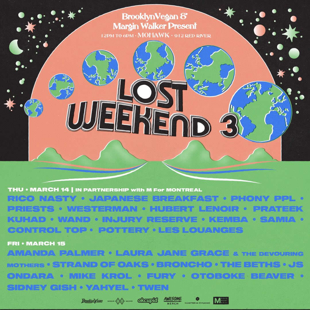mohawkaustin's tweet image. ⚡️YASSSSSSSS⚡️@brooklynvegan &amp;amp; @MarginWalkerTX blessed us with a STACKED lineup for the “Lost Weekend 3” Day Party! RSVP NOW —&amp;gt; 2019.do512.com/lostweekend