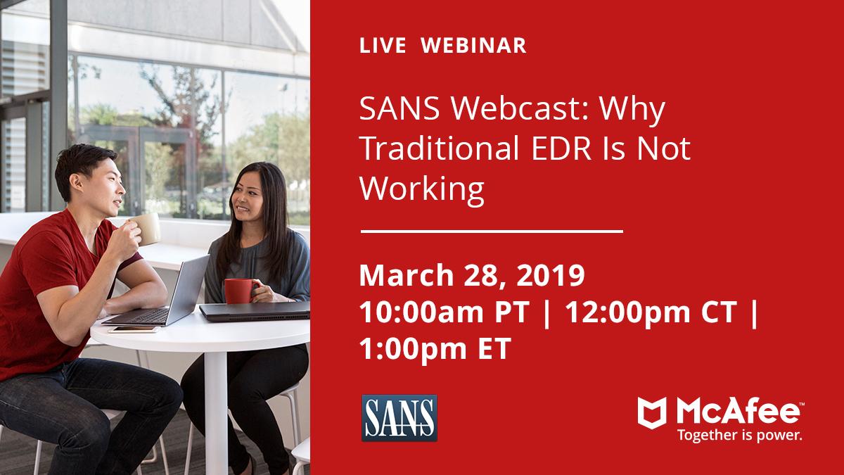 TrellixARC's tweet image. The @SANSInstitute and @aboutsecurity will examine how EDR has evolved into not just alerting on suspicious things but also helping you investigate and respond effectively. Register here for the webcast.
mcafee.ly/2HmiUOX