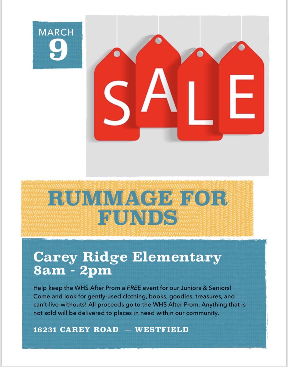 AfterWhs's tweet photo. 📢🎈TOMORROW!🎈📢

Come &amp; see us at Carey Ridge from 8am-2pm!

Help support the WHS After Prom!
#whsafterprom2019☘️ @WWSWHS https://t.co/fB2IFNtVl8