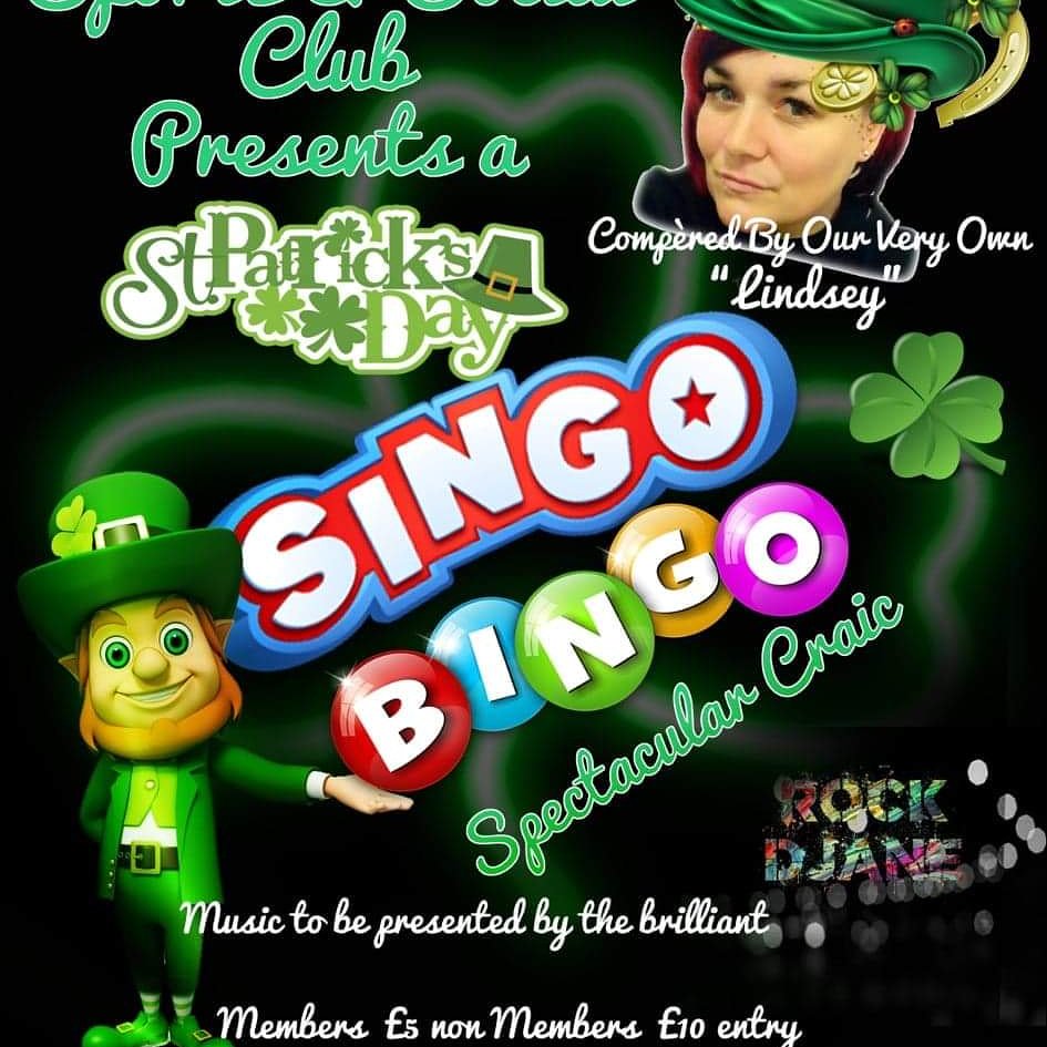 The next singo bingo is next Saturday 16th March 2019 cheap drinks from £1.50, St Patricks's themed #singobingo #bingo #fun #lindseysingobingo #shot #cheappint #dj #joinus #laugh