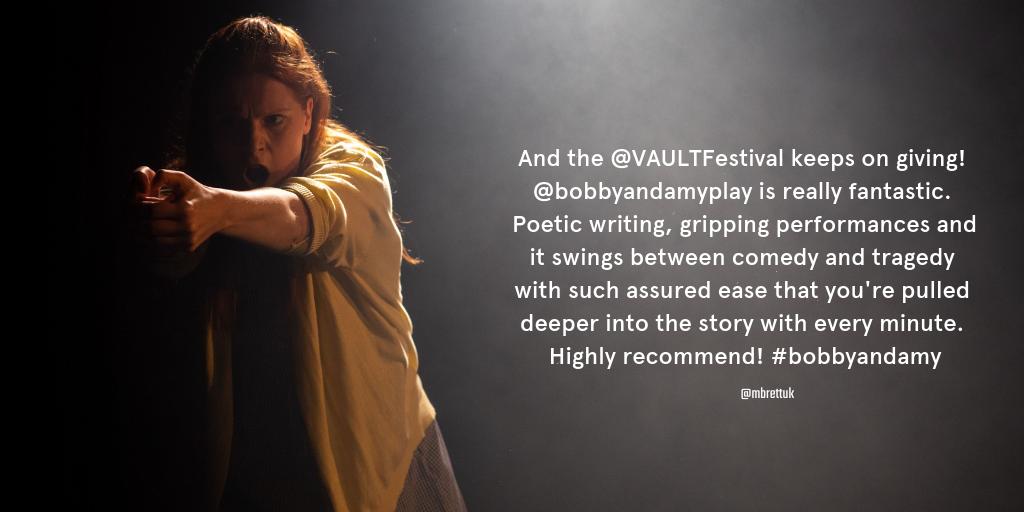 bobbyandamyplay's tweet photo. More audience reviews are coming in... ❤️ 
Tickets are selling FAST for tonight. Don't miss out! https://t.co/FdnKxEPxC3

Images captured beautifully by Cam Harle Photography 📸

#reviews #londonfringe #VAULTFestival2019 #BOBBYandAMY https://t.co/8IYk5hDvJX