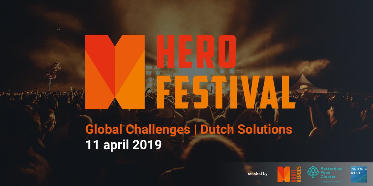 The annual HeroFestival, seeded by <a href="/HortiHeroes/">HortiHeroes</a> and fueled by <a href="/RdamFoodCluster/">RotterdamFoodCluster</a> and <a href="/VNONCW/">VNO-NCW</a> Westland-Delfland, will take place on Thursday 11 April, in Rotterdam. Sign up! herofestival.nl #HeroFestival #healthy #hungerfreeworld #GlobalChallengesDutchSolutions