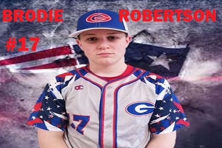 BaseballGms's tweet photo. Brodie Robertson last nights "Player of the Game". Brodie had 3 hits resulting in 2 RBI's and caught 2 stealing. #playerofthegame #gentrymiddleschool https://t.co/yWCGpoX1Zw