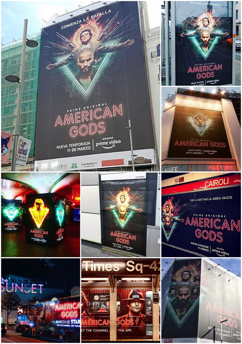 MSplendor's tweet photo. #AmericanGods travels the world!,impressive the advertising hype,congrats @STARZ and @PrimeVideo,It's time to eat the world! @americangodsus @STARZ March 10th @AmGodsIntl 11th.
#Berlin #Düsseldorf #Paris #Vienna #NewYork #SunsetBlvd #Milan #Madrid 
@MrRickyWhittle @YetideBadaki https://t.co/XDwnLUWPeb