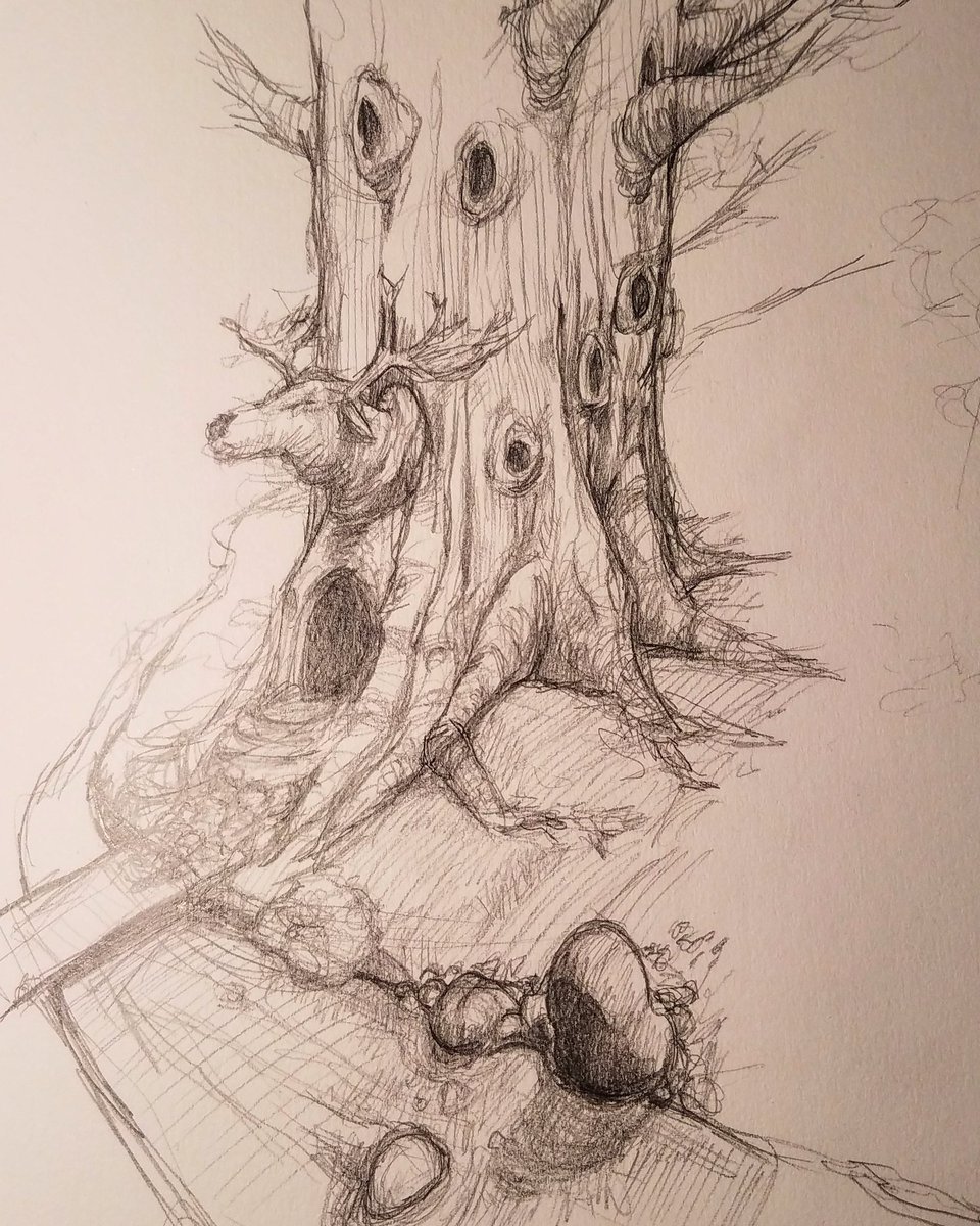 The GM who runs my 5e game asked players to create a location.  Here is my rough for a forest keep/temple to the god Silvanus. #drawing #doodle #sketchbook #elk #forest #dnd #dungeonsanddragons #dungeonsanddragonsart #rollplaying #d20 #fantasyart #fantasy