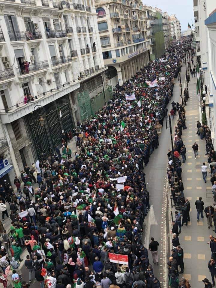 lamia_achouche's tweet photo. Tens of thousands of protesters are now in the streets of Algiers to say no to the #5thTerm of president #Bouteflika
#Algeria #algeriaprotests https://t.co/JV1RkFf6Sd