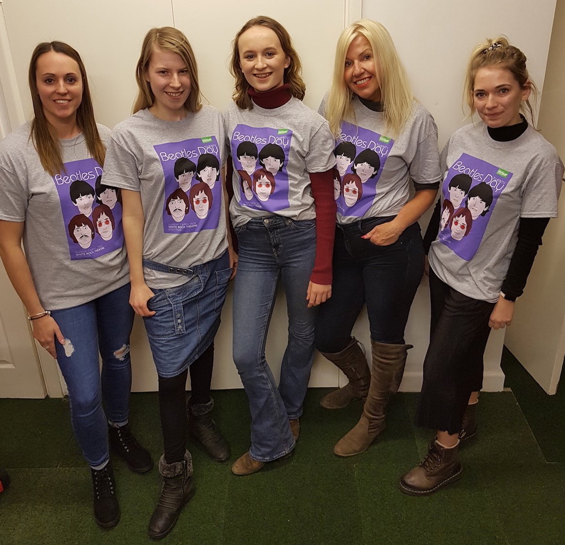 BeatlesDay1's tweet photo. Hastings Beatles Day. 
Don't forget to buy your t-shirt on the day. 
Some of The Savoy Truffles with our latest shirt. https://t.co/EoPRVZWhuO