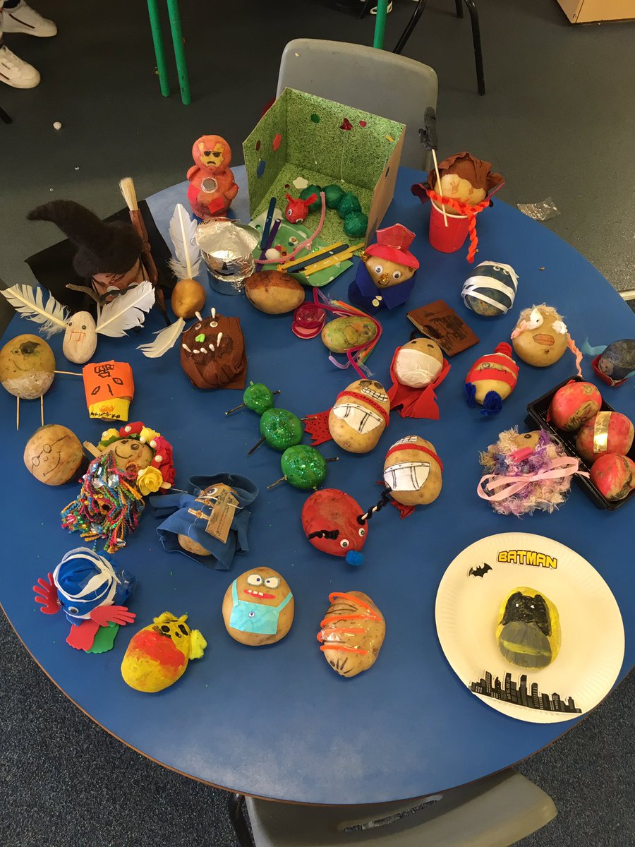 Look at our super book characters made from potatoes. Thank you for all the helpers today. We had a great morning. #eyfs #WorldBookDayUK