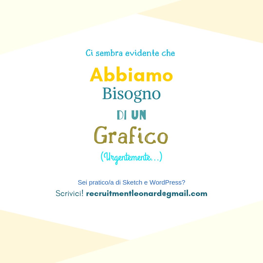 leonardsystem's tweet image. I LeonardS cercano un #graphicdesigner! 
Sei un #grafico? Hai affinità con #sketch e #WordPress? 🛸
Ci piacerebbe conoscerti! Scrivi a:
recruitmentleonard@gmail.com