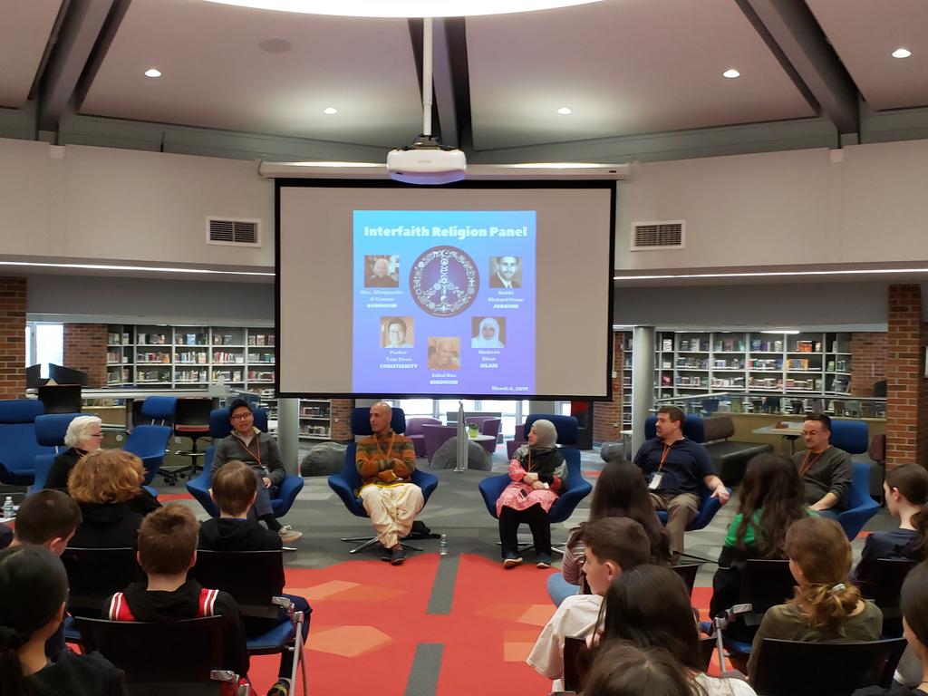 Interfaith panel here today for our 7th graders. Learning is fun! <a href="/109Shepard/">@109Shepard</a> #Engage109 #engagesms