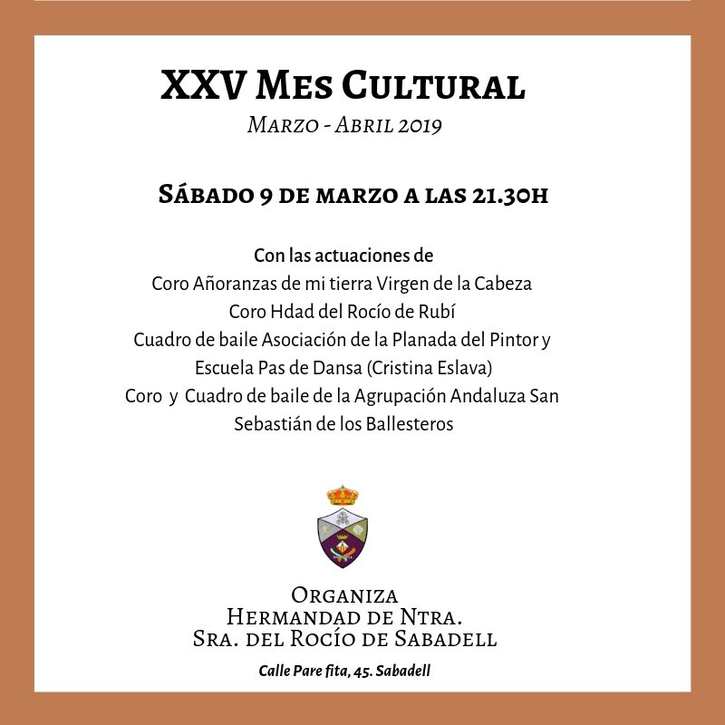 Mañana por la noche, continuaremos con nuestro segundo sábado de Mes Cultural. 

📆 sábado 9 de marzo 
⏱ 21.30h 
📍 sede social (C/Pare Fita, 45)