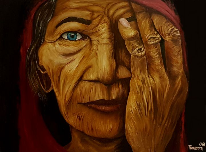 Uncorkedbodega's tweet photo. Featured Art of the Day: "Old Lady with Hand". Buy it at: https://t.co/VlTxHUuVPu https://t.co/ElQ6STynQo