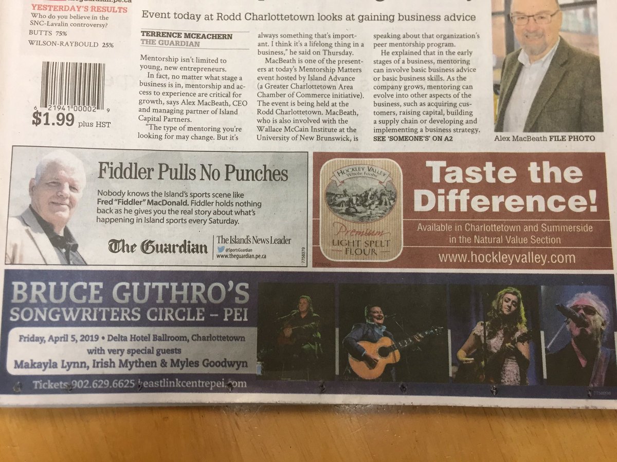 Well now... look who made the front page of @PEIGuardian! @BruceGuthro @MylesGoodwyn @IrishMythen @musicalmakayla  
Tickets are moving. You can get yours @EastlinkCtrPEI  eastlinkcentrepei.com