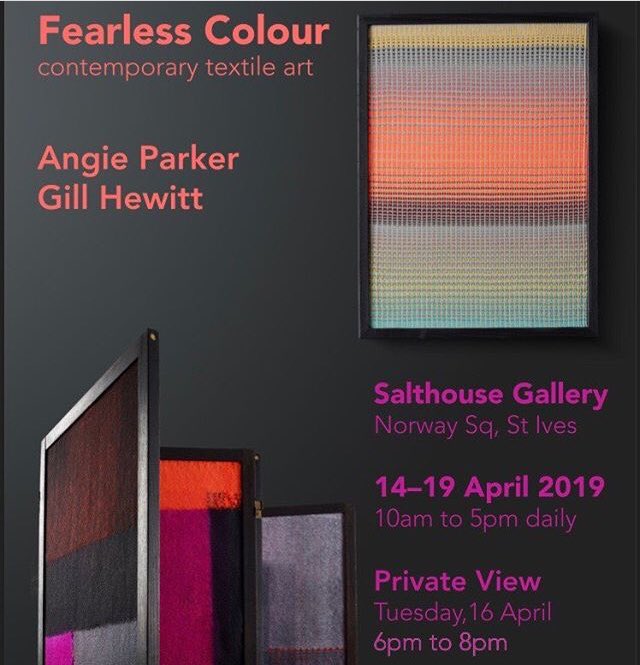 Holidaying in #stives this Easter? Then do pop into the Salthouse gallery to see contemporary textiles from the fabulous <a href="/GillHewittArt/">Gill Hewitt</a> &amp; myself #contemporarytextiles #colour #britishcraft