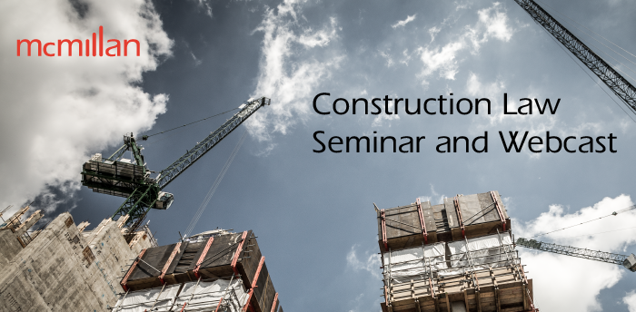 McMillanLLP's tweet photo. What does Ontario’s new #ConstructionAct mean for your business and what practices you need to change? Join #McMillanLLP for #Construction #Law Seminar and Webcast on April 11, 2019. Register at https://t.co/gMoNw9CzBd https://t.co/TqJI9q6ADu