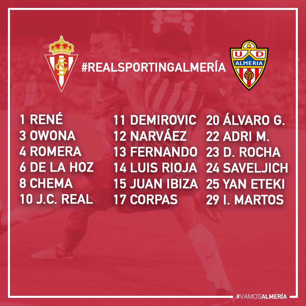 FondoSegunda's tweet photo. 👥 Convocatoria del @U_D_Almeria para viajar a enfrentarse al @RealSporting.

📎 Previa https://t.co/gvjmMmOxiT https://t.co/vWttRsByo9