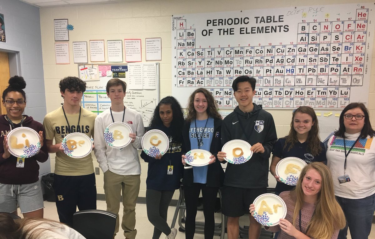 MrSimpson_23's tweet photo. The class down the hall showing off their periodic table pancakes —Challenge accepted. 😜 #chemistry #bengalscience https://t.co/kTvLGj4L6R