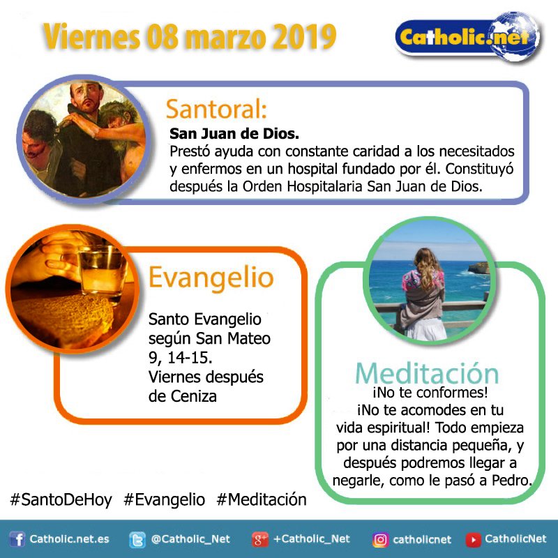 San Juan de Dios  bit.ly/2tUPmA1 #SantoDeHoy

Dieta espiritual  bit.ly/2VIcnSA #Evangelio

La anorexia espiritual  bit.ly/2VFqx6W #Meditación