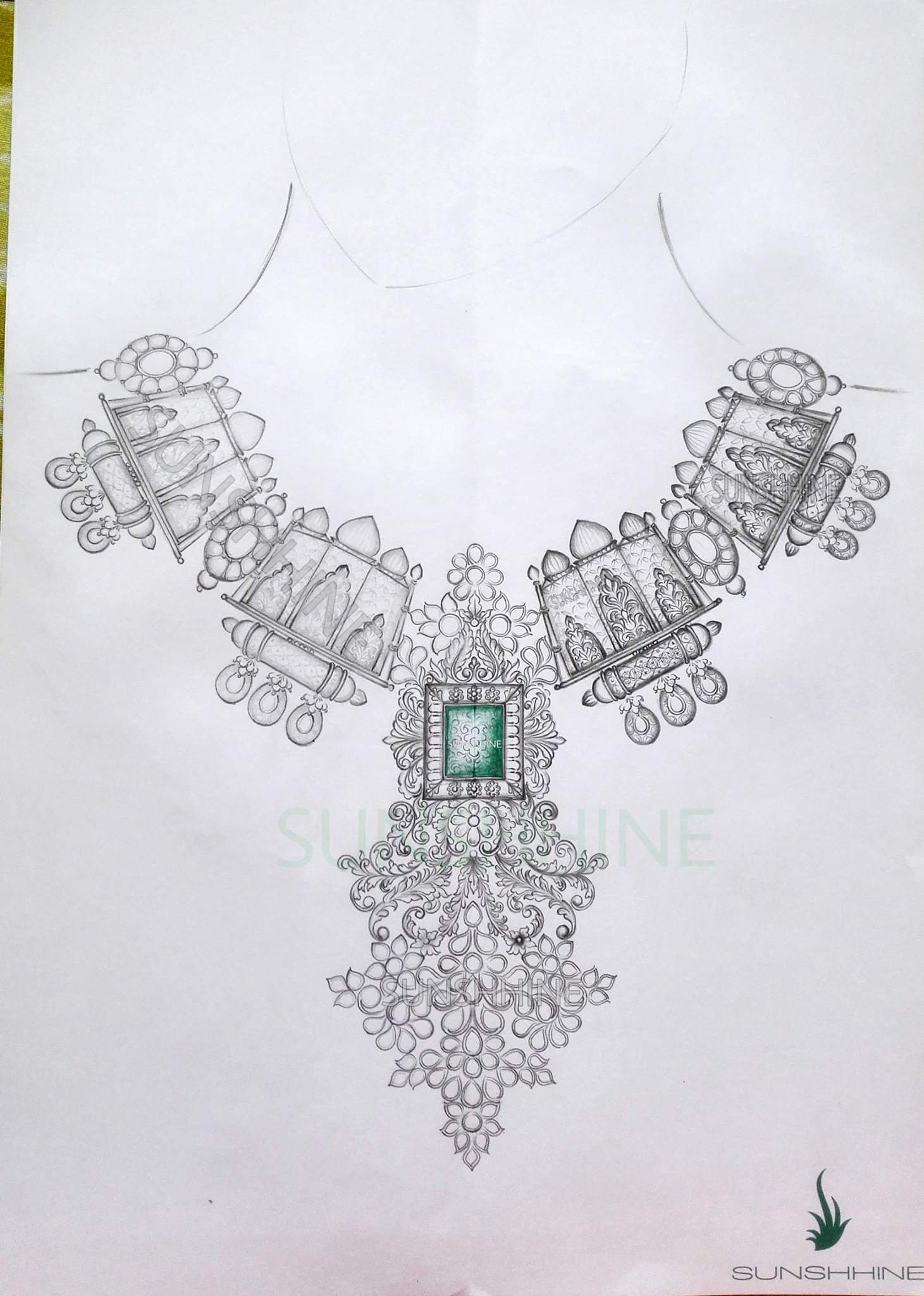 black and white bohemian necklace sketch design | Stable Diffusion