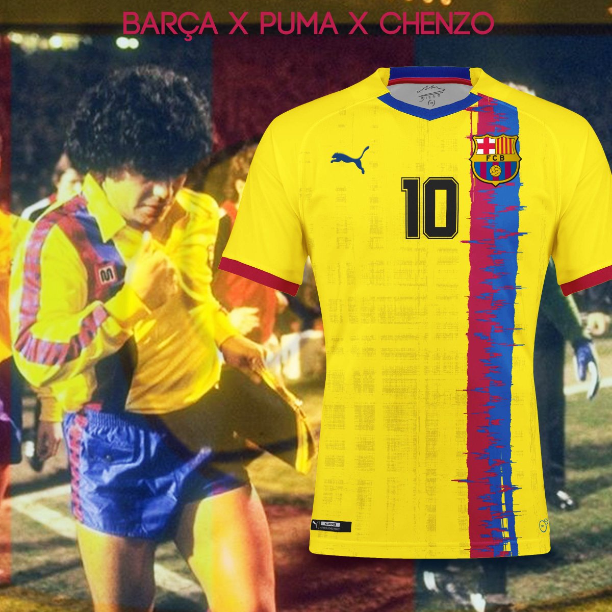 canal Relación Inmoralidad Chenzo on Twitter: "#JuevesFantasy #semana10 @marcadegol @EleteTSC  @LaCasacaBlog BARCELONA X PUMA X CHENZO Buenas! Les dejo este diseño  express, camiseta para el Barça en homenaje a Maradona, quien utilizara una  similar