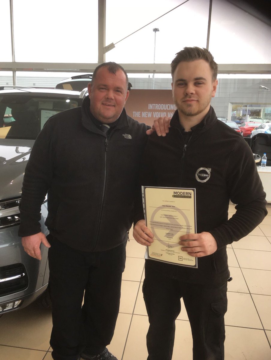 RemitScot_Wales's tweet photo. Congratulations to Ross Dow from @parksmotorgroup @VolvoBlogUK in @North_Ayrshire on achieving his Level 3 Light Vehicle Maintenance and Repair certificates. Well Done! #remitscotland #cars #apprenticeshipweek https://t.co/beipJILvgw