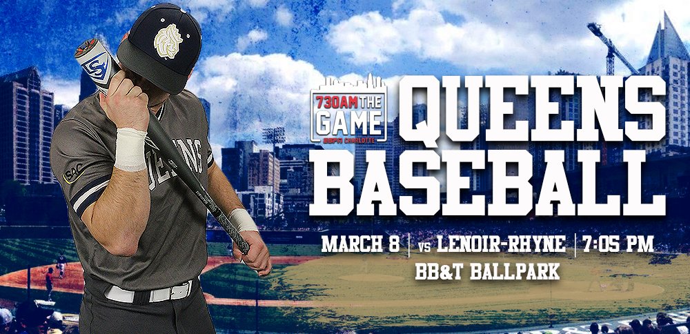 Queens (N.C.) Athletics (@queensathletics) on Twitter photo <a href="/Queens_Baseball/">Queens (N.C.) Baseball</a> takes the field TONIGHT at BB&T Ballpark in Uptown!
Can't make it out to the stadium? Listen LIVE on <a href="/730TheGame/">730 The Game</a> with the Voice of the Royals, <a href="/PhilConstantino/">Phil Constantino</a>
#PR1DE #RoyalTakeover <a href="/Queens_Baseball/">Queens (N.C.) Baseball</a> takes the field TONIGHT at BB&T Ballpark in Uptown!
Can't make it out to the stadium? Listen LIVE on <a href="/730TheGame/">730 The Game</a> with the Voice of the Royals, <a href="/PhilConstantino/">Phil Constantino</a>
#PR1DE #RoyalTakeover