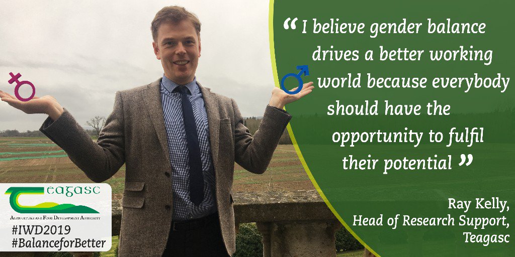 teagasc's tweet photo. "I believe gender balance drives a better working world because everybody should have the opportunity to fulfil their potential" - Ray Kelly https://t.co/V0WJxZTt36 #IWD2018 #BalanceforBetter https://t.co/Pk3AyXg3fy