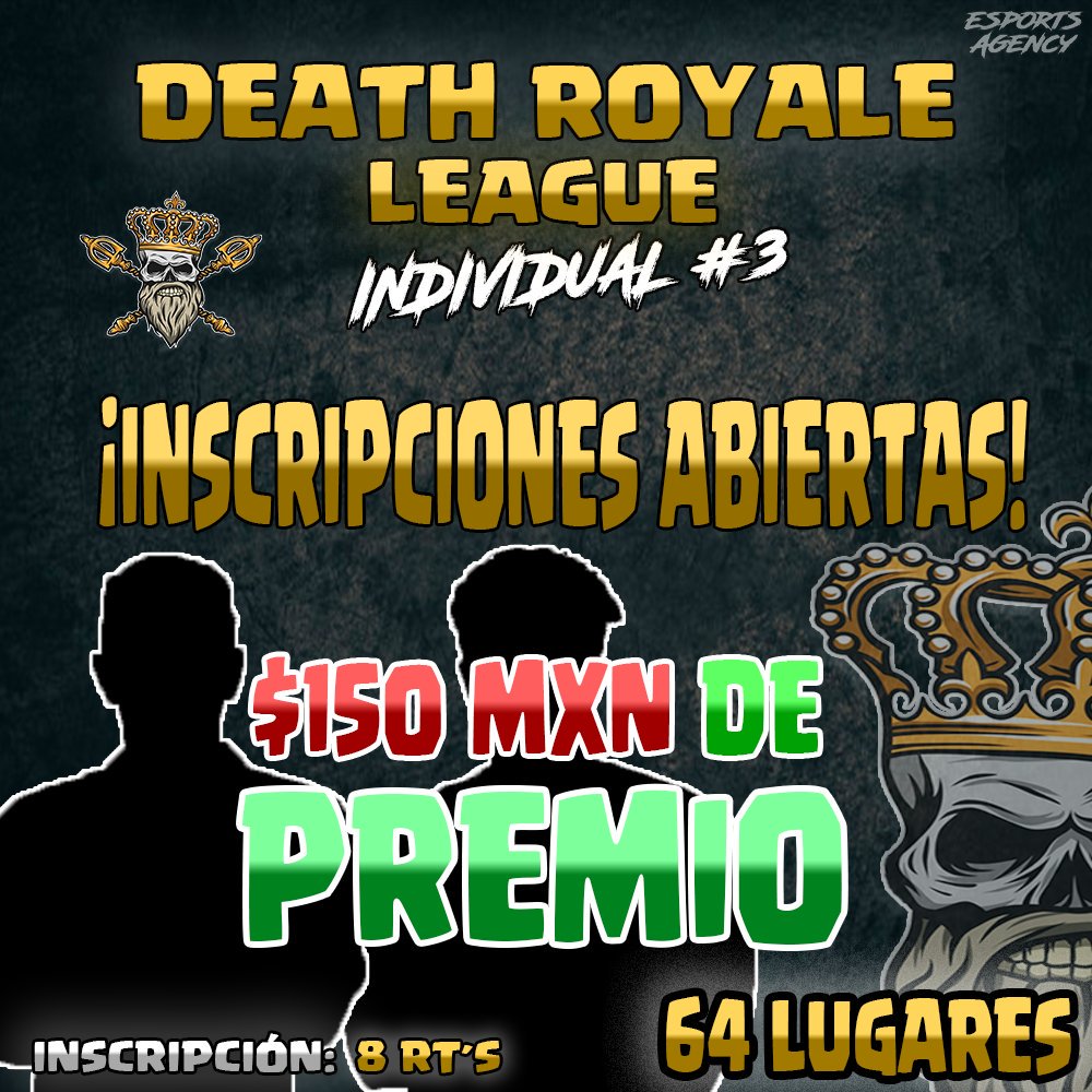 Se abren inscripciones para la 3ra edición de la #DRL individual. Ven y participa. 💀

⚠Requisitos:

▶Seguirnos. 
▶Seguir a <a href="/Maudecus/">Maude Custinne 🌸</a>.
▶Dar RT a este tweet. 
▶Pedir 8 RT mencionándonos. 

Se empezarán a responder MD a partir de la 1 CDMX. ¡Mucha suerte! 🍀