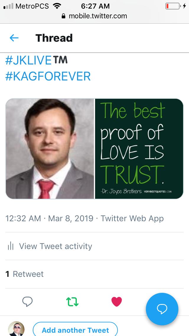 jason_kassin's tweet photo. @Debwrightjones @BillMcCombs3 @Jenn198523 @NoMercy @OrenIShiKiddo @kidgolferman @BrianMAGAswagga @JenWisconsin @politics_tory @veritasrepublic @GijoeU @RL9631 @SealeyGerald @LIndaDa37395782 @DaveBlackwelder @realDonaldTrump 
@RealJamesWoods 
@DonaldJTrumpJr 
#Help 
#LETSOVERTURN
#FAKENEWSPOLL
#RedAwaken 
@DaveBlackwelder
#VoteRedToSaveAmerica 
#DAVIDBLACKWELDER 
#KAGFOREVER™️
#HTKLIVE™️

#TRUMP2020™️
#BLACKWELDER2K19 https://t.co/70rGhD48l7