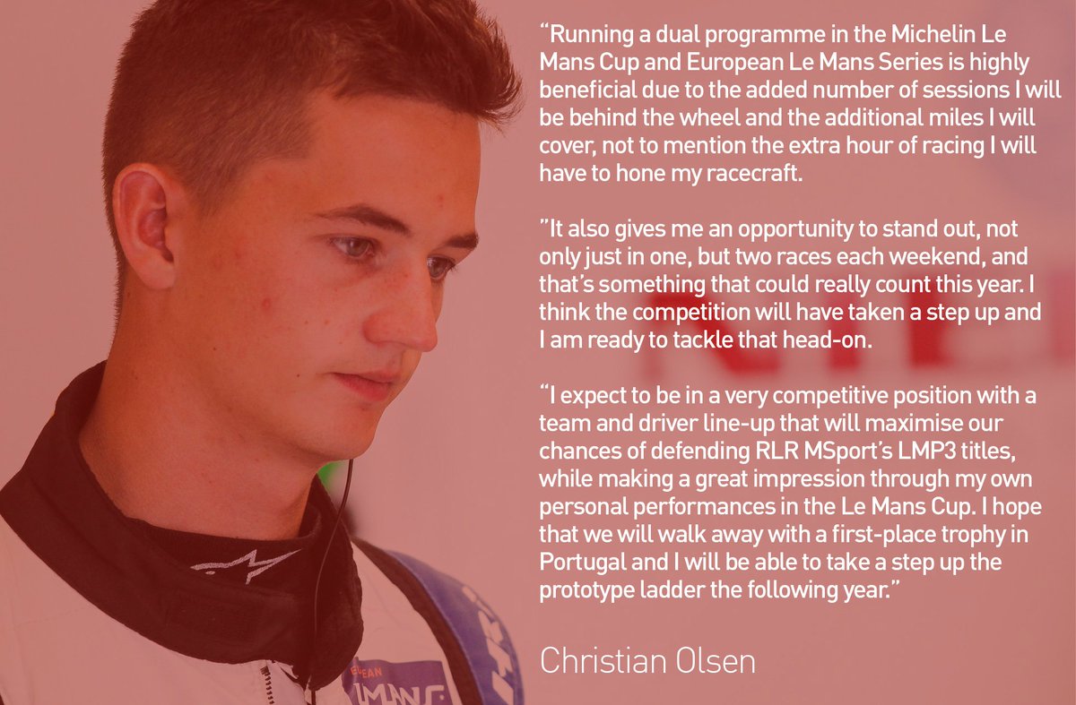 RLRMSPORT's tweet photo. ๐ฃ๏ธ @C_OlsenRacing: โRunning a dual programme of @LeMansCup and @EuropeanLMS is highly beneficial... โI expect to be in a very competitive position with a team and driver line-up that will maximise our chances of defending @RLRMSPORTโs #LMP3 titles..." ๐ #RLRMSport #LMC #ELMS19 https://t.co/6dNKrXu1iV