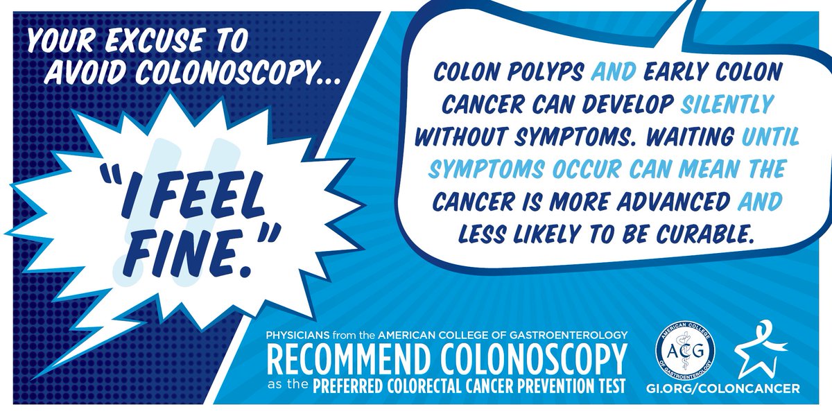 Don't wait until symptoms occur to get screened. #ColorectalAwareness #symptoms #colonscreening #polyps #beaware #beproactive #getscreened