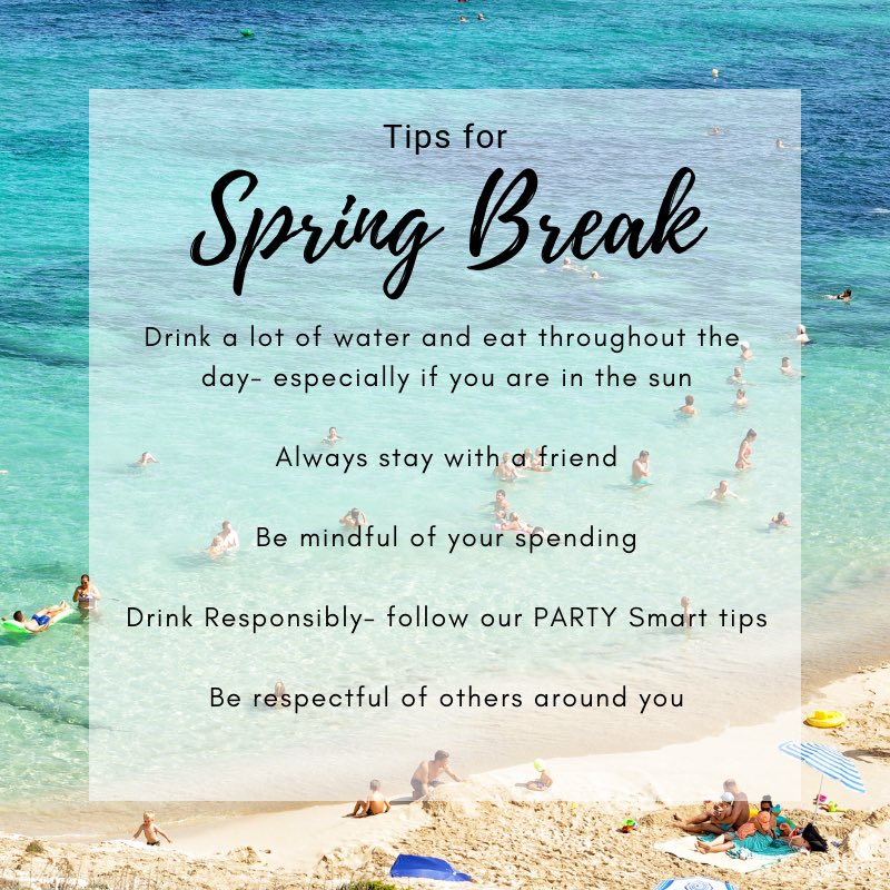 esuwellness's tweet image. Check out these spring break safety tips before you leave! Have a great Spring Break!! #ESU #esuwarriors #springbreaktips