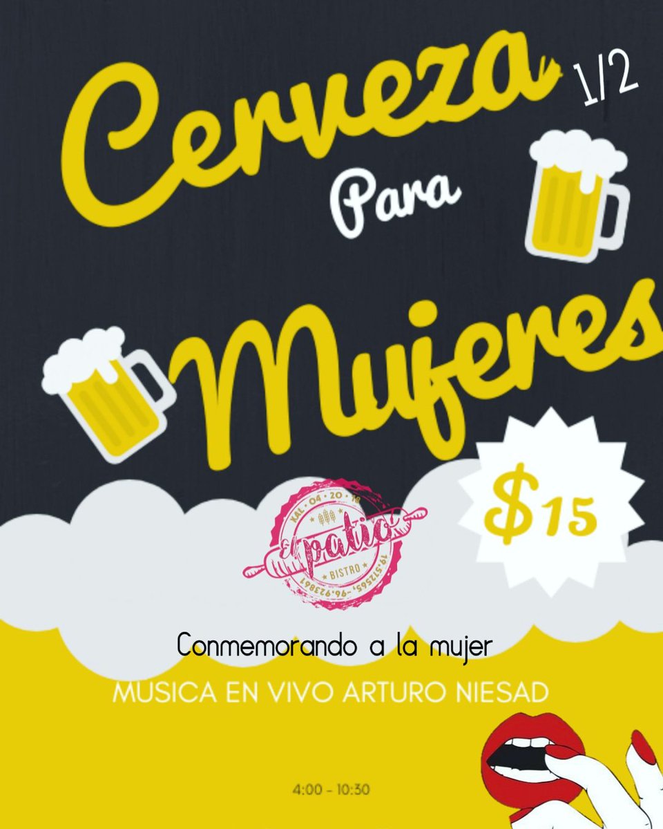 ElPatioBistro's tweet photo. Hoy conmemoración a la mujer, solo en el @ElPatioBistro #Xalapa #MUJERES 4:00pm-10:30 pm tendremos música en vivo https://t.co/1oceXJP160