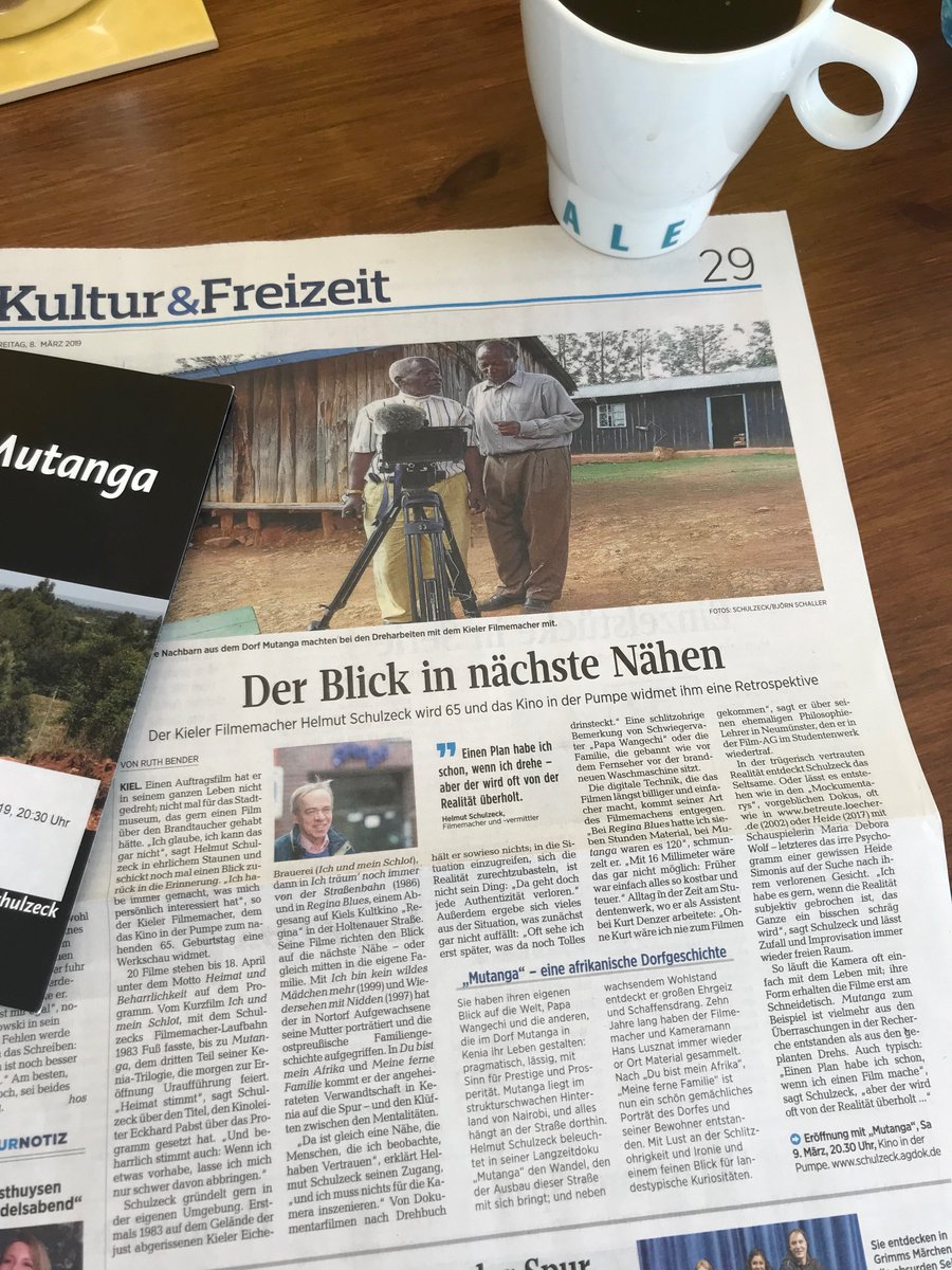 FilmkulturSH's tweet photo. Die @kn_online haben unserem Mitglied @HelmutSchulzeck einen Artikel anlässlich seiner #Werkschau @kino_pumpe gewidmet.
Am 9.3. 20:30 startet die Werkschau mit der #Premiere von "Mutanga".
Toi, toi, toi, Helmut!
#FilmkulturSH #FilmszeneSH #Dokumentarfilm #Afrika #Kenia #Kiel https://t.co/ZQbtKUbU4q
