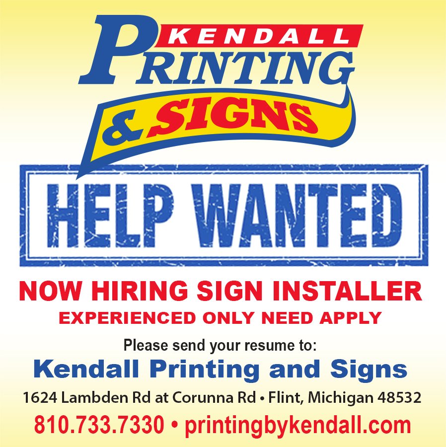 KendallPrinting's tweet image. #HelpWanted #SignInstaller #FlintMichigan