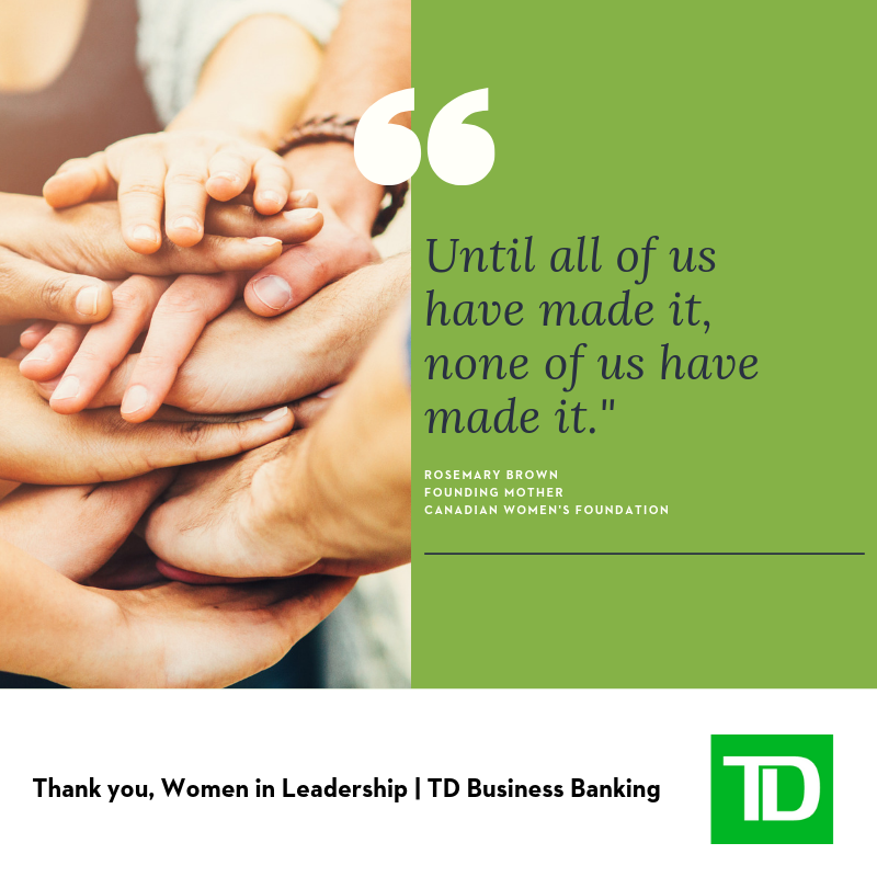 Our friends <a href="/TD_Canada/">TD (Canada)</a> Business Banking are celebrating #IWD2019 by making a donation to the Foundation. We’re so thankful for their generosity, vision of hope, and commitment to action!