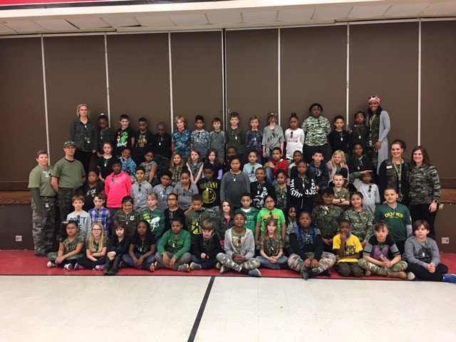 It's IREAD3 Boot Camp day <a href="/johnstrangelem/">John Strange</a> ! The entire school has come in camouflage to support our 3rd graders with their upcoming battle! We know they will be sucessful!!! <a href="/msdwt/">Washington Township Schools</a>