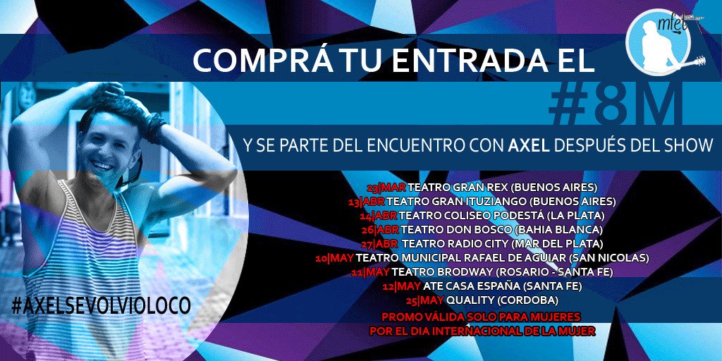 AxelFansSanJuan's tweet photo. SÓLO POR HOY, comprando una entrada para estos shows podes acceder a un exclusivo MEET AND GREET con @AxelOficial 😱🤩💙
Válido para compra en boletería y web - El m&g se canjea el día del show en boletería del teatro.
#AxelSeVolvioLoco https://t.co/3rfHbKXT3B