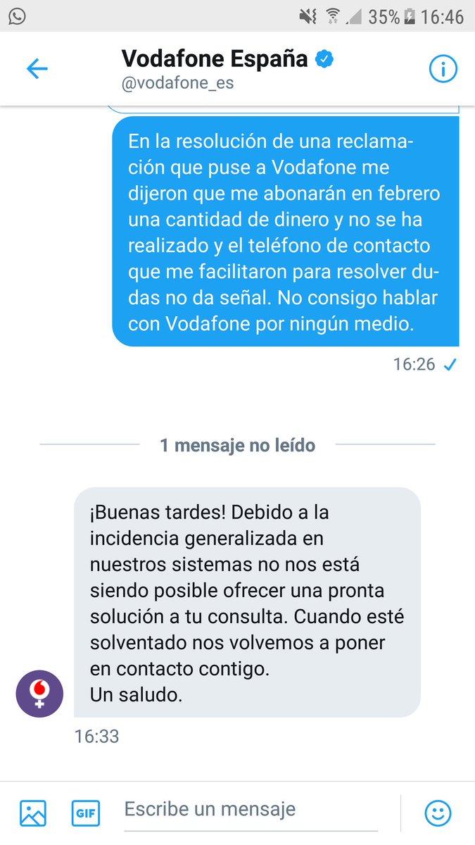 hondarzali's tweet photo. No esperaba una solución (para variar) por parte de @vodafone_es 
Siempre hay algún problema técnico... https://t.co/m9ybTtQglT