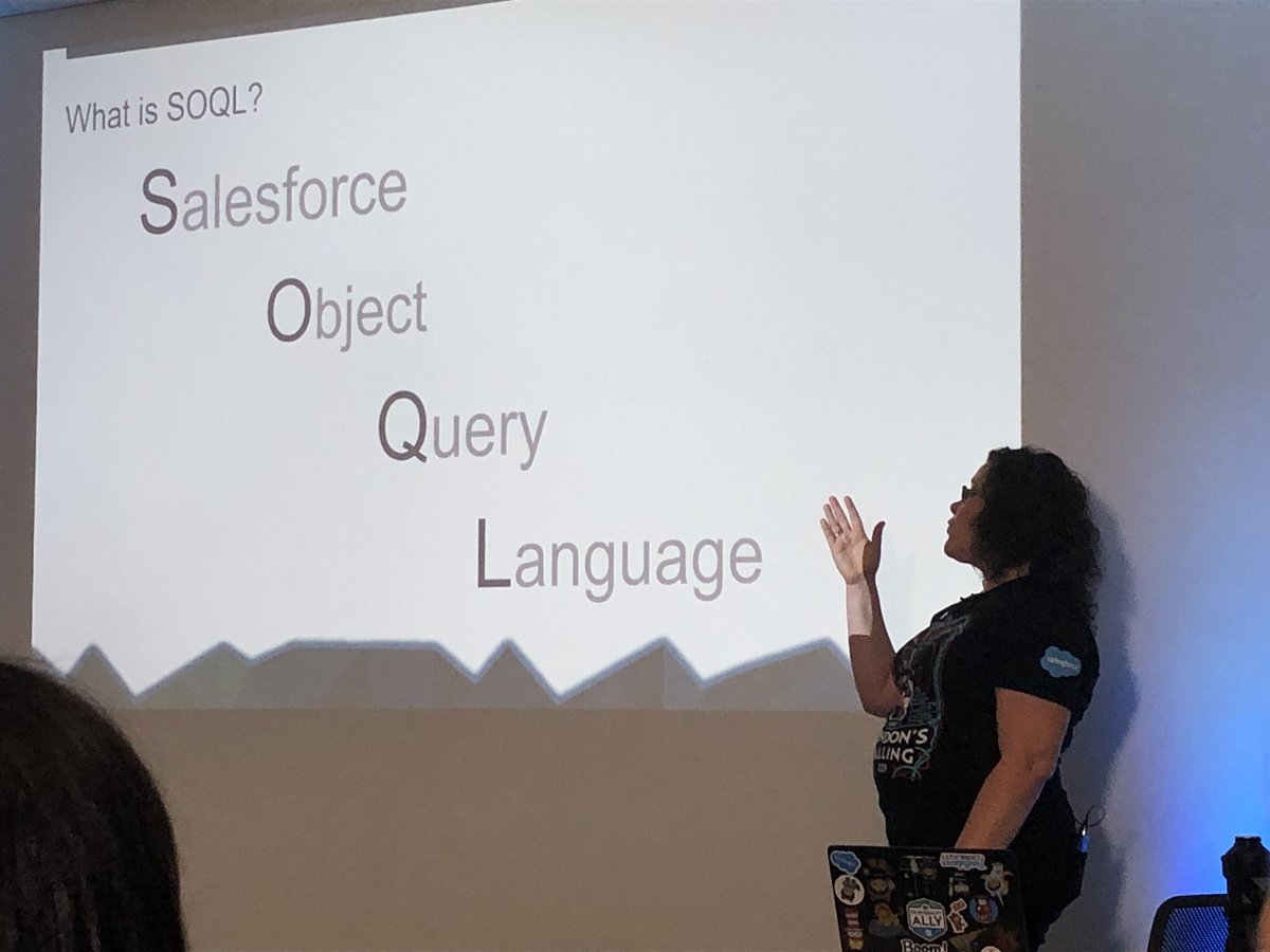 jesspyne's tweet image. Learning #SOQL from the wonderful @LouiseLockie! #salesforce
