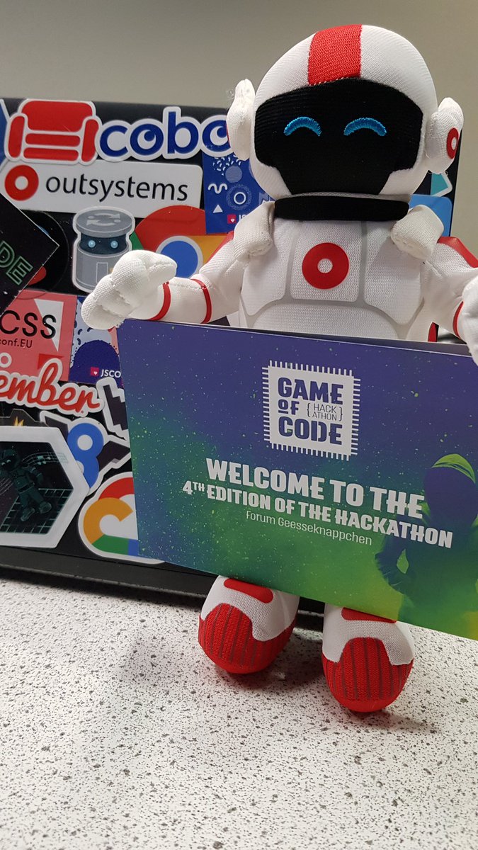 Neo is ready to start the @Gameofcode_lu hackathon <a href="/OutSystemsEng/">OutSystems Engineering</a> #lifeatoutsystems