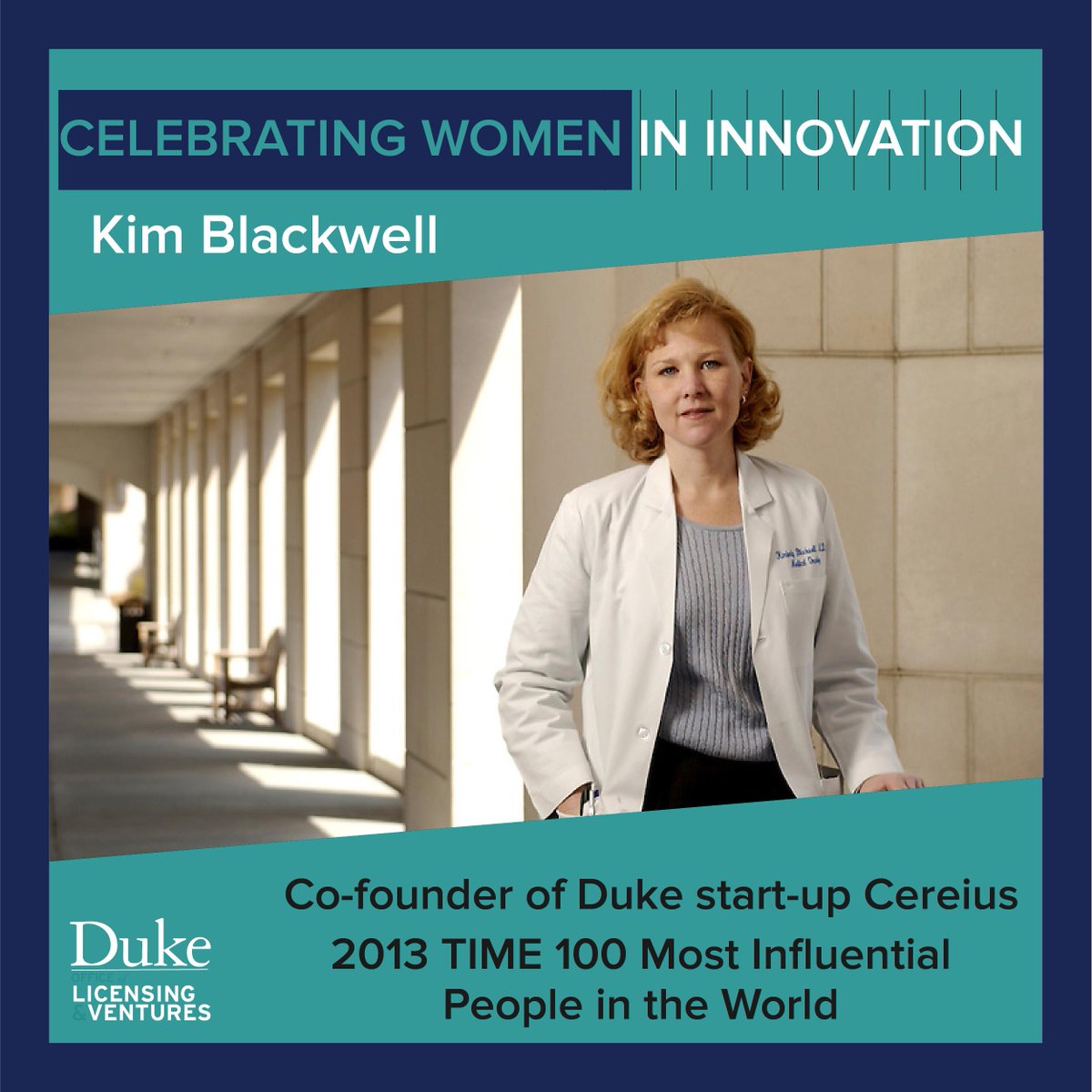 Duke OTC (@dukeotc) on Twitter photo Kim Blackwell cofounded <a href="/Cereius/">Cereius Inc.</a>, a <a href="/DukeU/">Duke University</a> startup developing solutions for the treatment of solid tumor brain metastasis through targeted #radiotherapy that selects only #cancer cells
<a href="/DukeCancer/">Duke Cancer</a> <a href="/DukeMedSchool/">Duke University School of Medicine</a> #WomenInnovators #DukeInnovation #IWD2019 #WomensDay Kim Blackwell cofounded <a href="/Cereius/">Cereius Inc.</a>, a <a href="/DukeU/">Duke University</a> startup developing solutions for the treatment of solid tumor brain metastasis through targeted #radiotherapy that selects only #cancer cells
<a href="/DukeCancer/">Duke Cancer</a> <a href="/DukeMedSchool/">Duke University School of Medicine</a> #WomenInnovators #DukeInnovation #IWD2019 #WomensDay