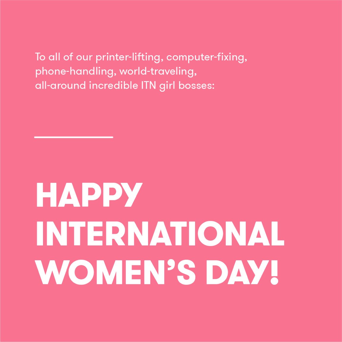 #HappyInternationalWomensDay to all of the amazing women at ITN and around the world. You truly do it all, and today we celebrate you! 💪