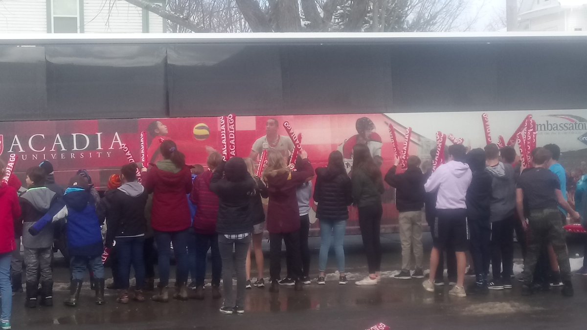 Wolfville School students cheer on Acadia Axewomen Basketball"  #GoAcadiaGo