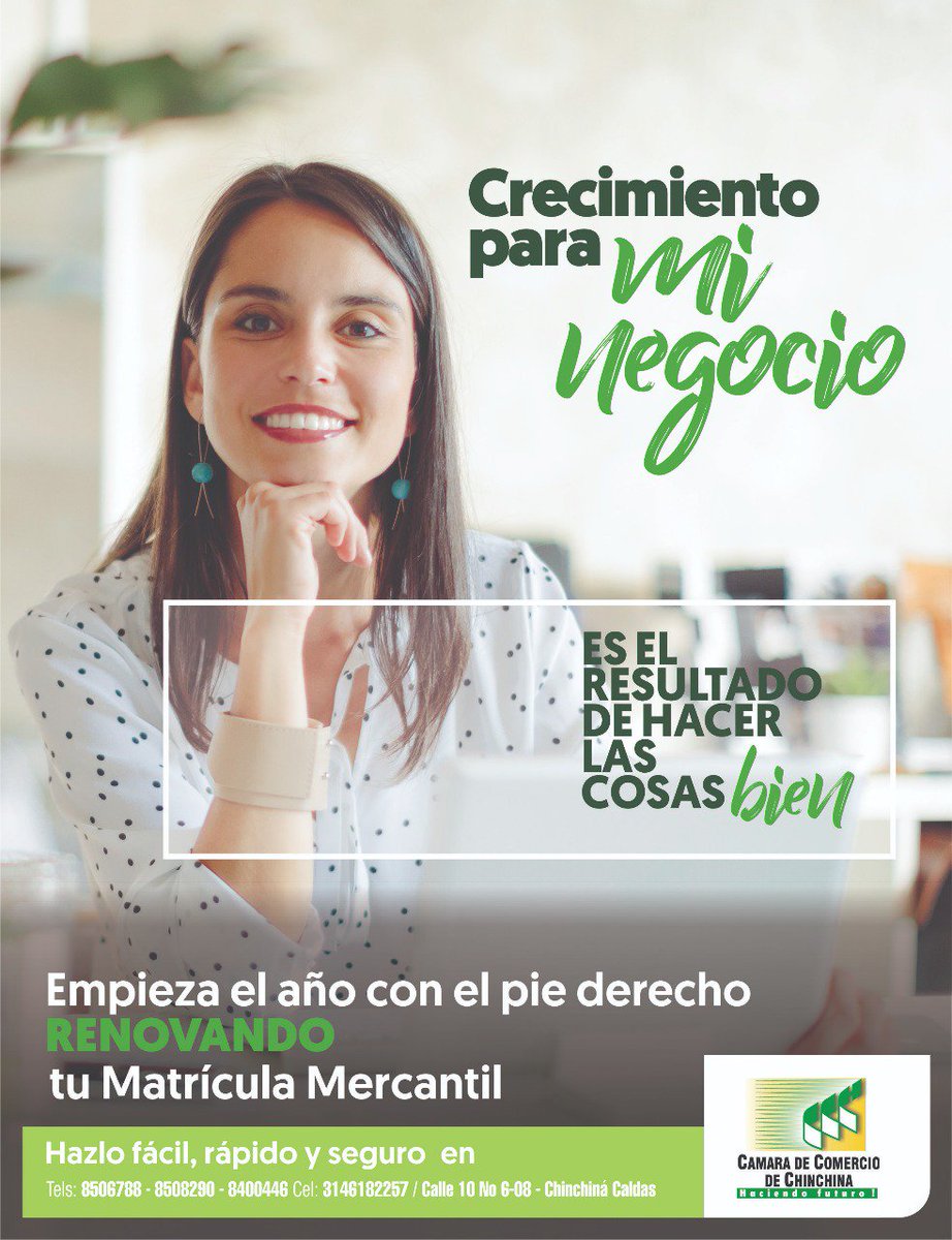 CCChinchi's tweet photo. Tener un negocio más grande, es el resultado de hacer las cosas bien!!
Renueva tú Matrícula Mercantil
Fecha límite 01 de Abril https://t.co/7D4fNFWrHR