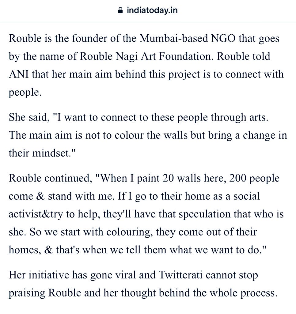 Thank you @IndiaToday 🙏🏻🙏🏻 #misaalmumbai #misaalPune #togetherwecan #roublenagi #visionaryartist #transforminglives #educatingthroughArt 🌈📚🎨 @ROUBLENAGI @RNAFMUMBAI @PMCPune @Dev_Fadnavis